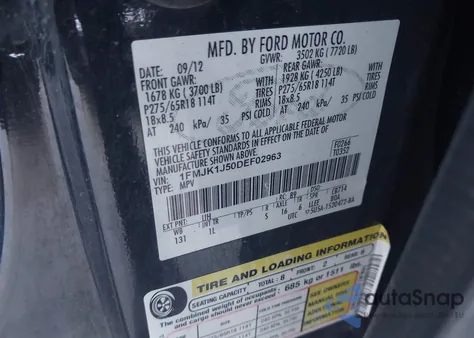 2013 Ford Expedition El Xlt from USA, damaged, VIN 1FMJK1J50DEF02963